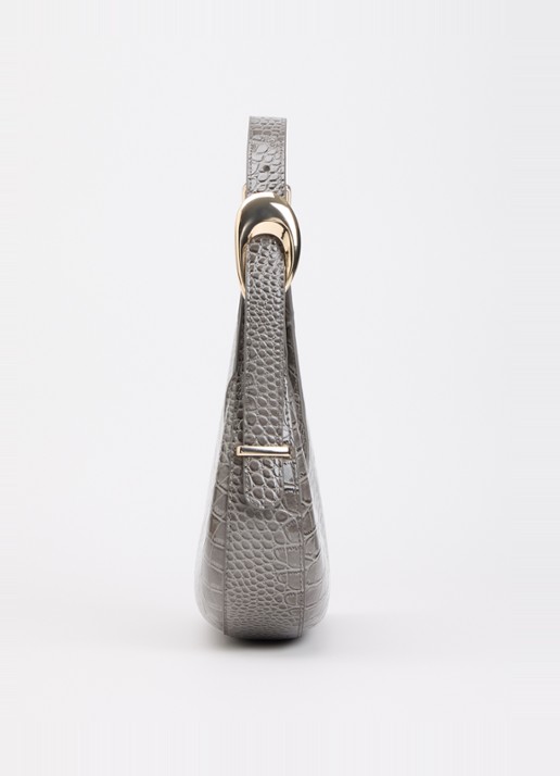 Dune London Disamring schoudertas met crocostructuur en  - detail 4 grijs