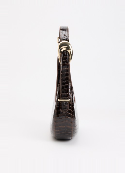 Dune London Disarming schoudertas met crocostructuur - detail 3 bordeauxrood