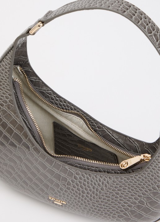 Dune London Disarming schoudertas met crocostructuur - detail grijs