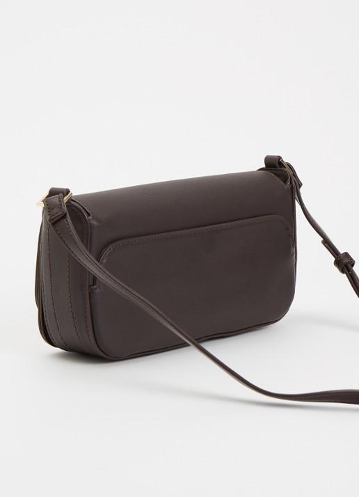 Dune London Discreet crossbodytas van leer - achterkant 4 donkerbruin