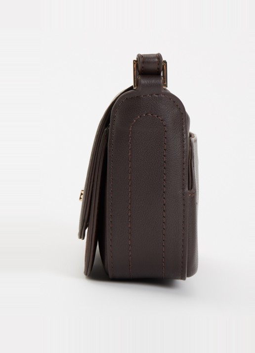 Dune London Discreet crossbodytas van leer - detail 2 donkerbruin