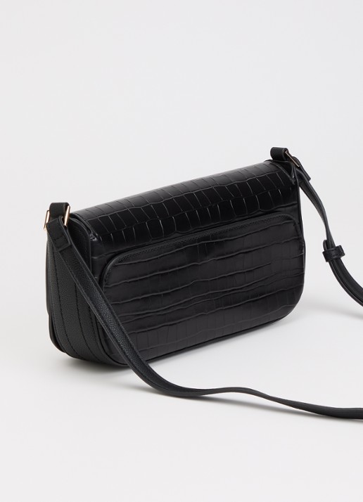 Dune London Discreet crossbodytas van leer - achterkant diepzwart