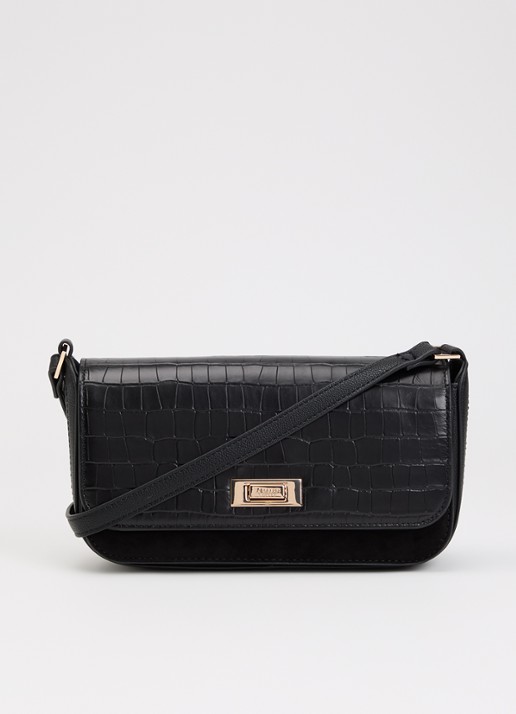 Dune London Discreet crossbodytas van leer - voorkant 2 diepzwart