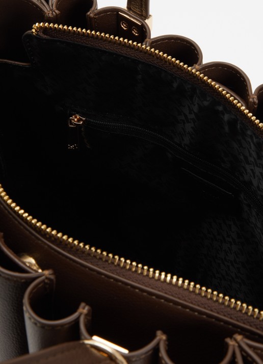 Dune London Dolly shopper met plooidetail en afneembaar etui - detail donkerbruin