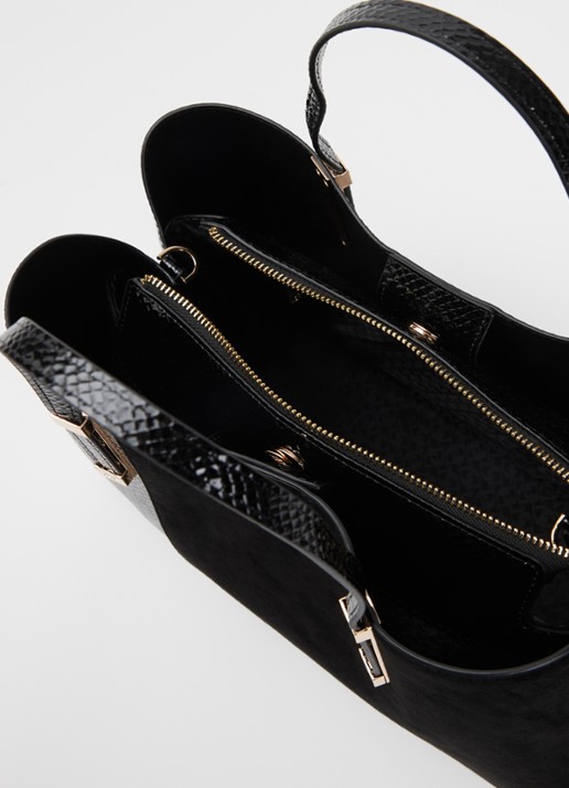 Dune London Dorry schoudertas met afneembare schouderriem - detail zwart