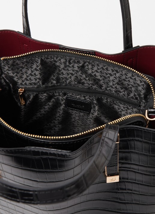 Dune London Dorry schoudertas met afneembare schouderriem - detail 2 diepzwart