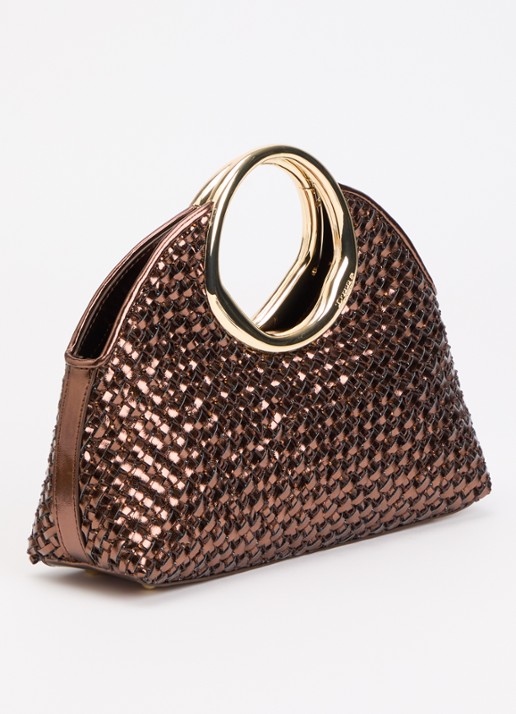 Dune London Earning handtas met metallic finish en afneembare schouderriem - achterkant brons