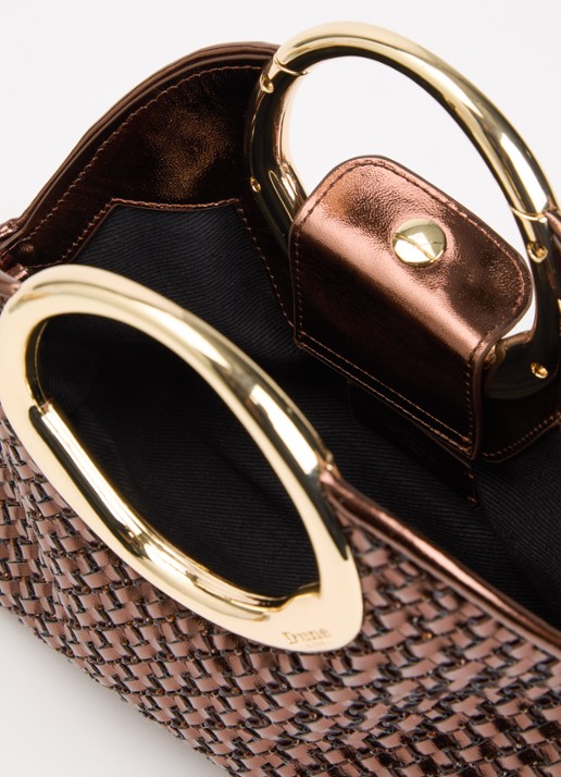 Dune London Earning handtas met metallic finish en afneembare schouderriem - detail 3 brons