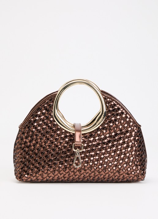 Dune London Earning handtas met metallic finish en afneembare schouderriem - voorkant 2 brons