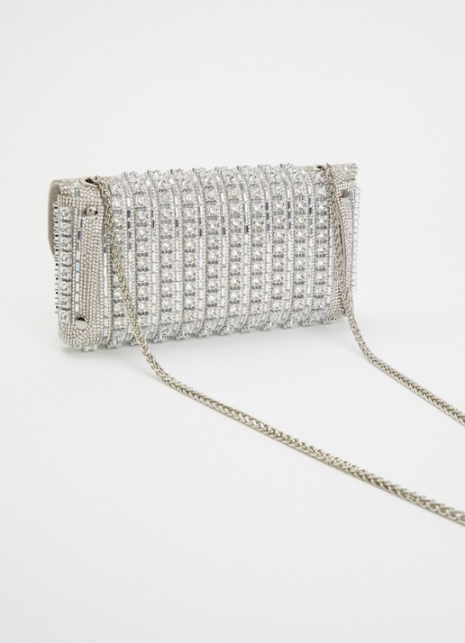 Dune London Elabourate schoudertas met strass  - achterkant 5 zilver
