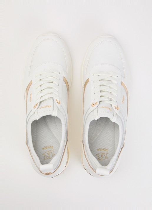 Dune London Elarah sneakerwedge van leer - detail 3 gebroken wit