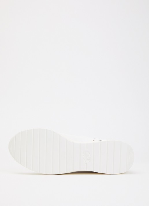 Dune London Elarah sneakerwedge van leer - detail 4 gebroken wit