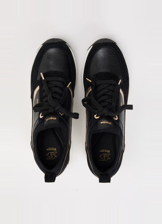 Dune London Elarah sneakerwedge van leer - detail 3 zwart