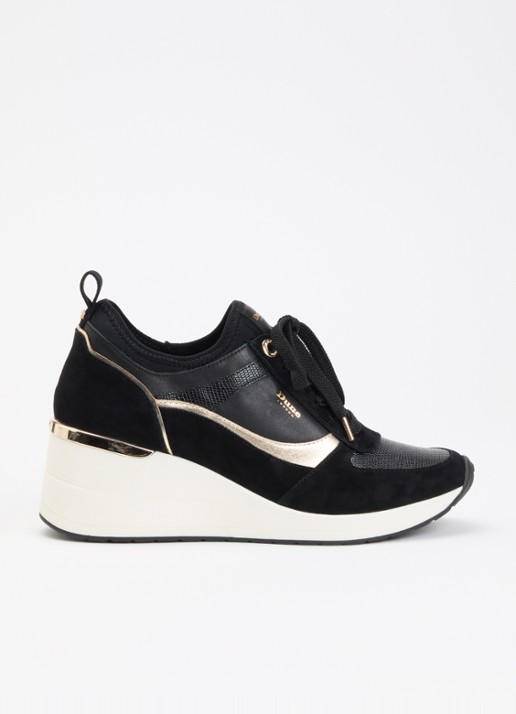 Dune London Elarah sneakerwedge van leer