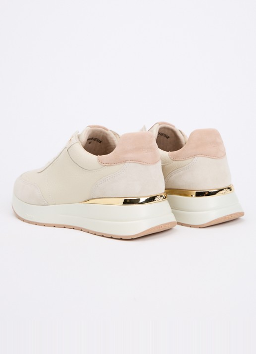 Dune London Emotion sneaker met suède details - achterkant beige
