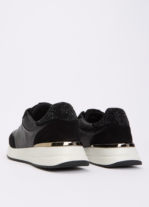 Dune London Emotion sneaker met suède details - achterkant zwart