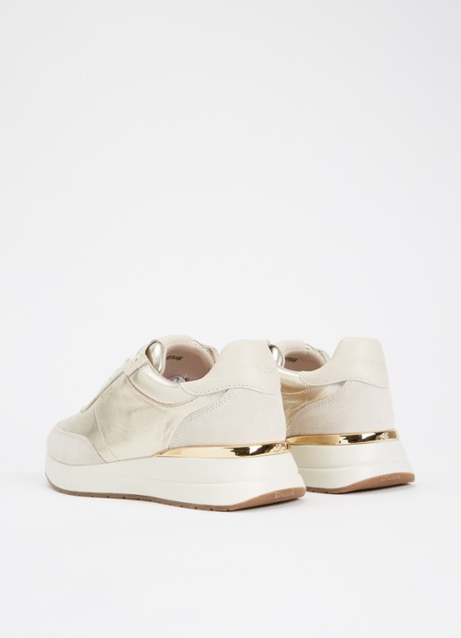 Dune London Emotion sneaker met suède details - achterkant 5 goud