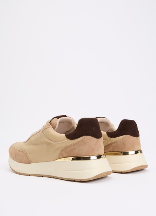 Dune London Emotion sneaker met suède details - achterkant 5 camel