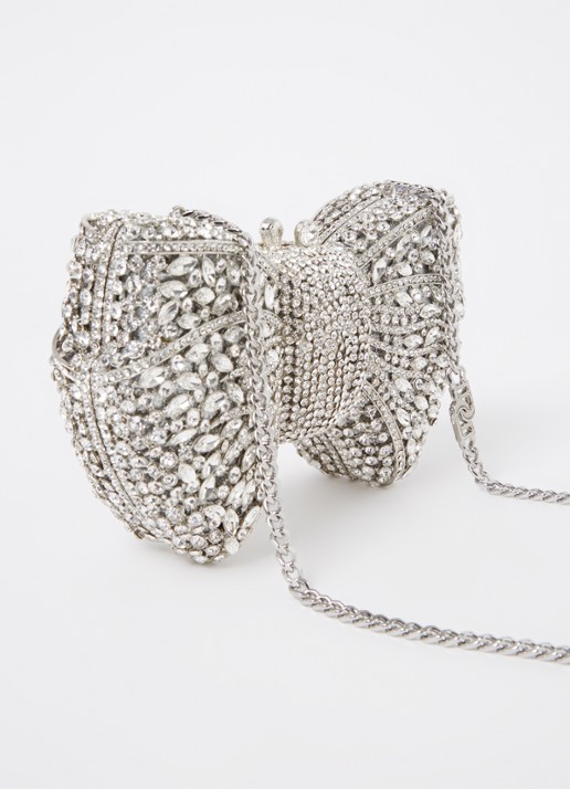 Dune London Enchant clutch met strass - achterkant zilver