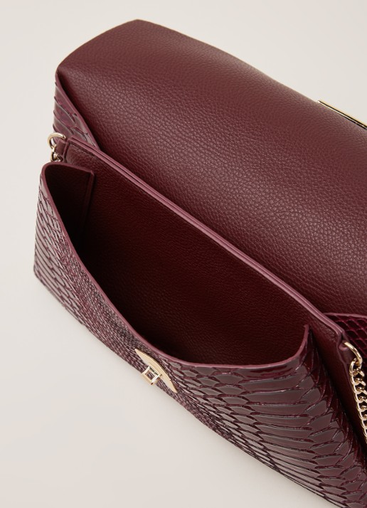 Dune London Envela clutch met crocostructuur - detail 4 aubergine