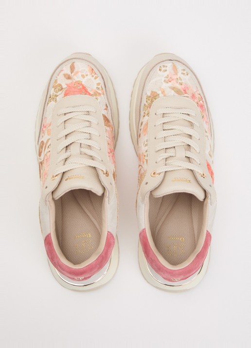 Dune London Esmara sneaker met bloemenprint - detail 3 creme