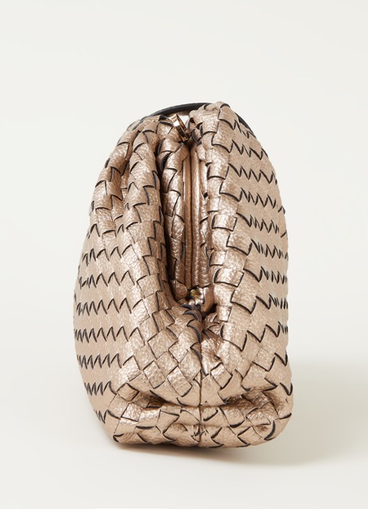 Dune London Etiquettes clutch met geweven structuur - detail 2 goud