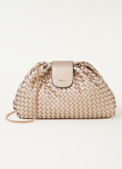 Dune London Etiquettes clutch met geweven structuur - voorkant 3 goud