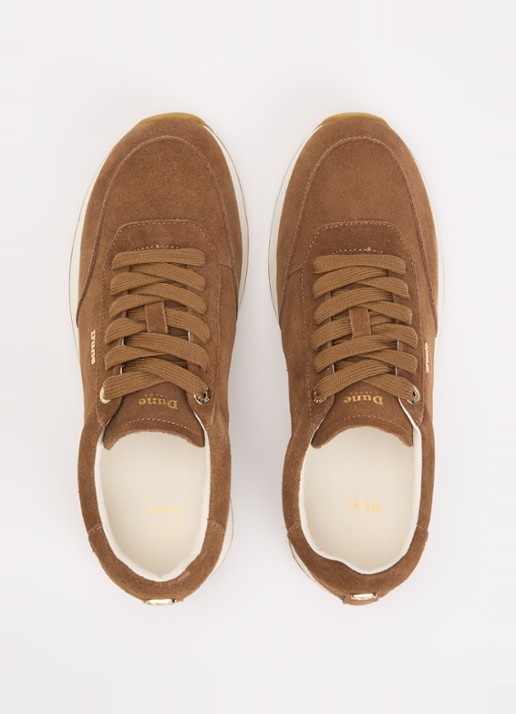 Dune London Ettah sneaker van leer met logo - detail 3 cognac