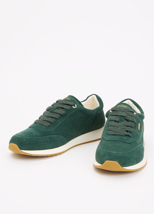 Dune London Ettah sneaker van leer met logo - detail 2 groen