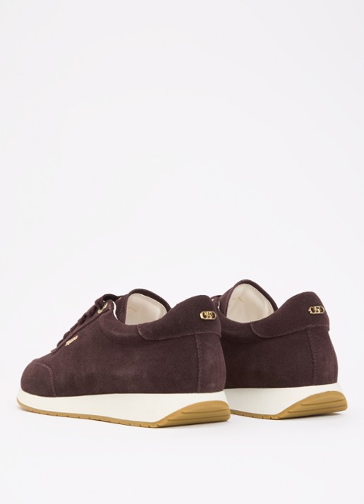 Dune London Ettah sneaker van leer met logo - achterkant 4 aubergine