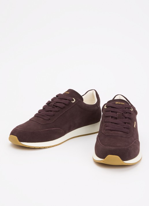 Dune London Ettah sneaker van leer met logo - detail aubergine
