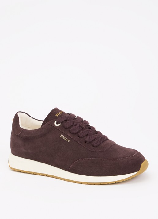 Dune London Ettah sneaker van leer met logo - voorkant 5 aubergine