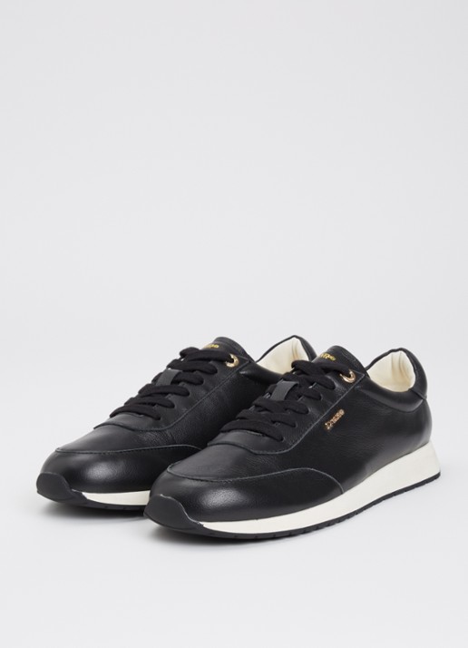 Dune London Ettah sneaker van leer met logo - detail 3 zwart