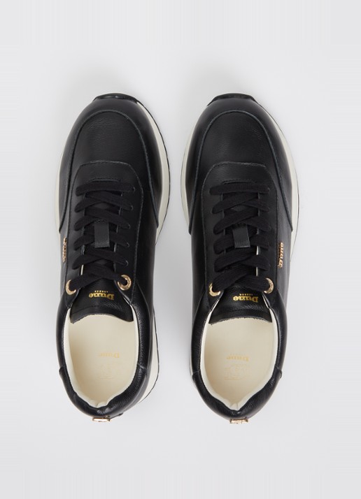 Dune London Ettah sneaker van leer met logo - detail 4 zwart