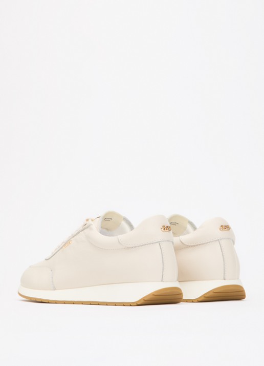 Dune London Ettah sneaker van leer met logo - achterkant 5 creme