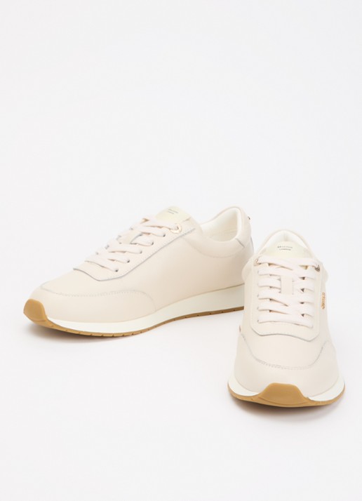Dune London Ettah sneaker van leer met logo - detail creme