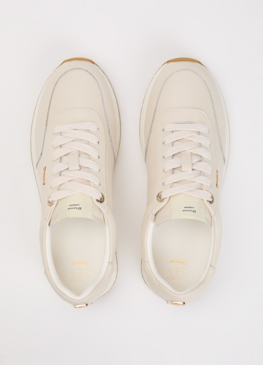 Dune London Ettah sneaker van leer met logo - detail 2 creme