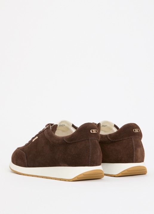 Dune London Ettah sneaker van leer met logo - achterkant 2 bruin