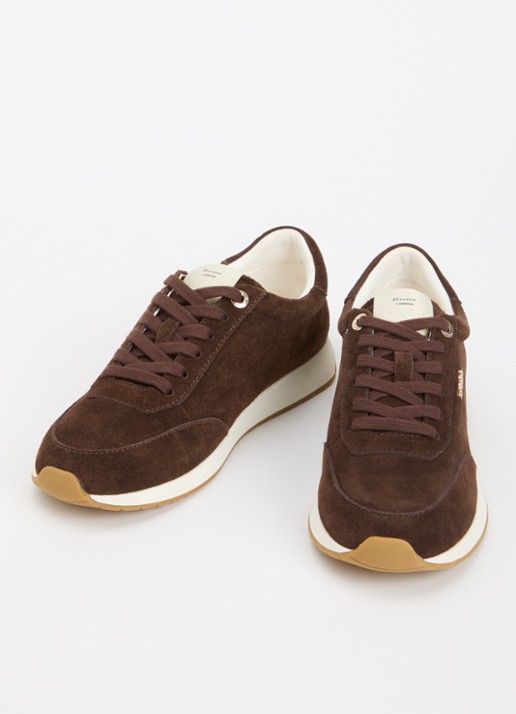 Dune London Ettah sneaker van leer met logo - detail 3 bruin