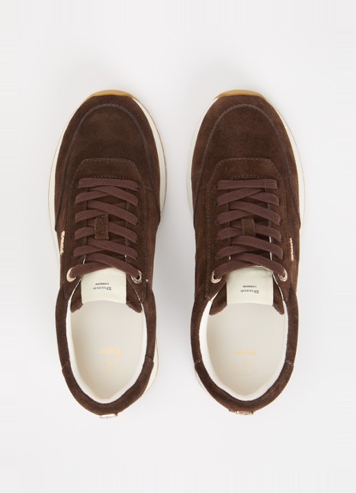 Dune London Ettah sneaker van leer met logo - detail 4 bruin