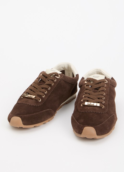 Dune London Evalinna sneaker van suède - detail 2 bruin