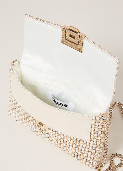 Dune London Evanderr clutch met strass - detail 2 creme
