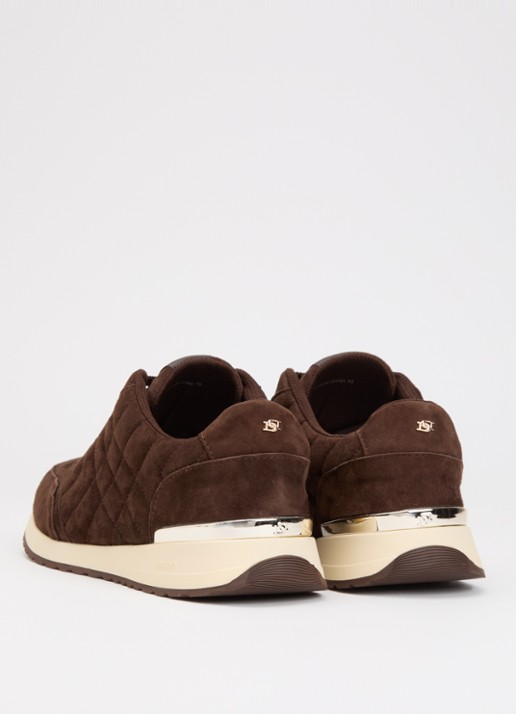 Dune London Evelie sneaker met quilt patroon - achterkant 5 donkerbruin