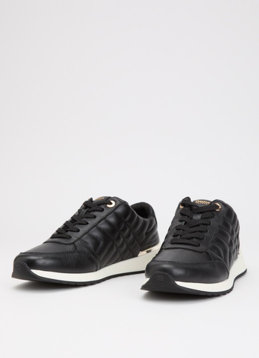 Dune London Evelie sneaker met quilt patroon - detail zwart