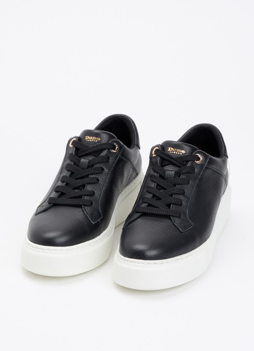 Dune London Evienne sneaker met plateauzool - detail zwart