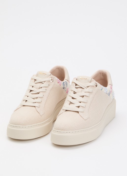 Dune London Evienne sneaker met plateauzool - detail beige