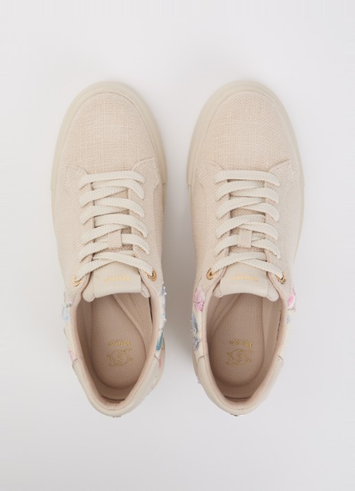 Dune London Evienne sneaker met plateauzool - detail 2 beige