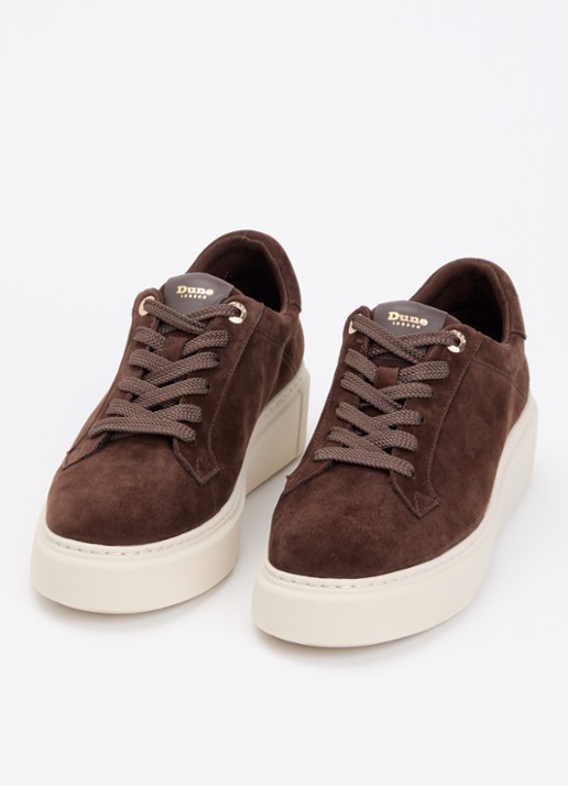 Dune London Evienne sneaker met plateauzool - detail bruin