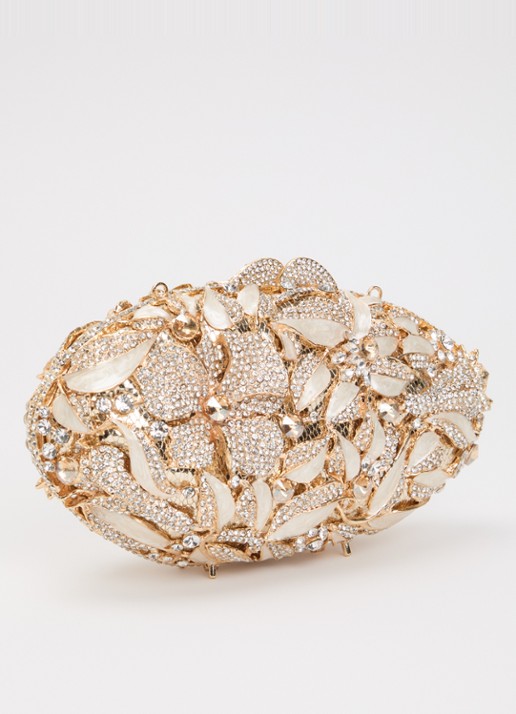 Dune London Extravagant clutch met strass en afneembare schouderriem - achterkant goud