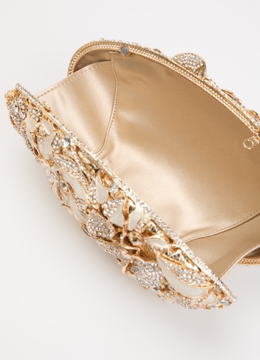 Dune London Extravagant clutch met strass en afneembare schouderriem - detail 2 goud